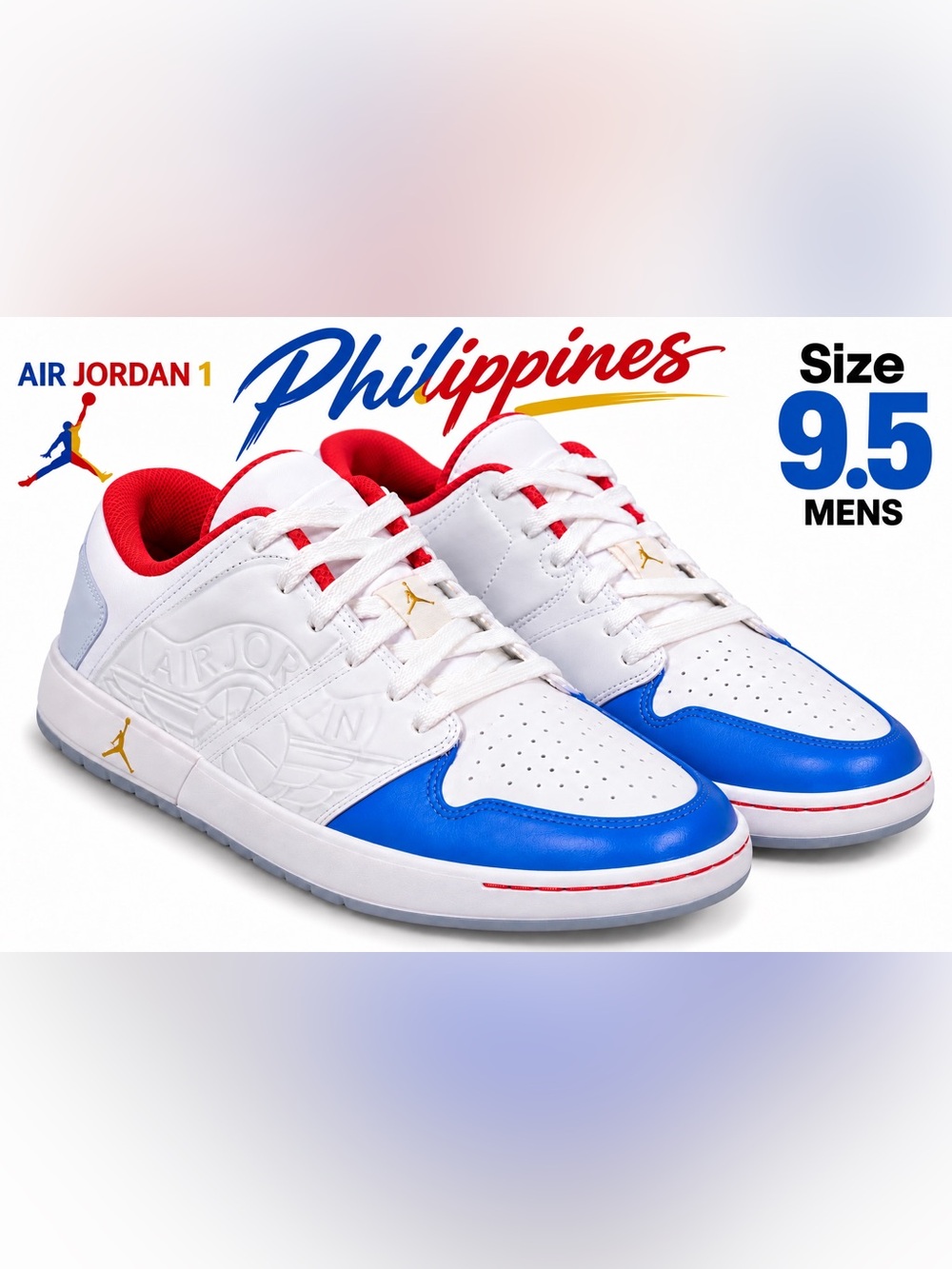 Jordan Nu Retro 1 Low “Philippines” Men’s 9.5 White Blue Red FN8903-111